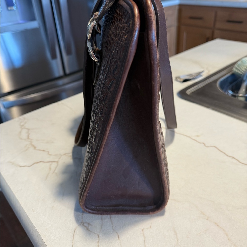 Brighton Brown Croc-Embossed Shoulder Bag - Picture 3 of 5